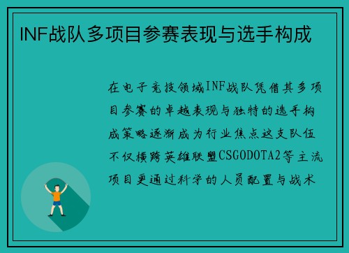 INF战队多项目参赛表现与选手构成